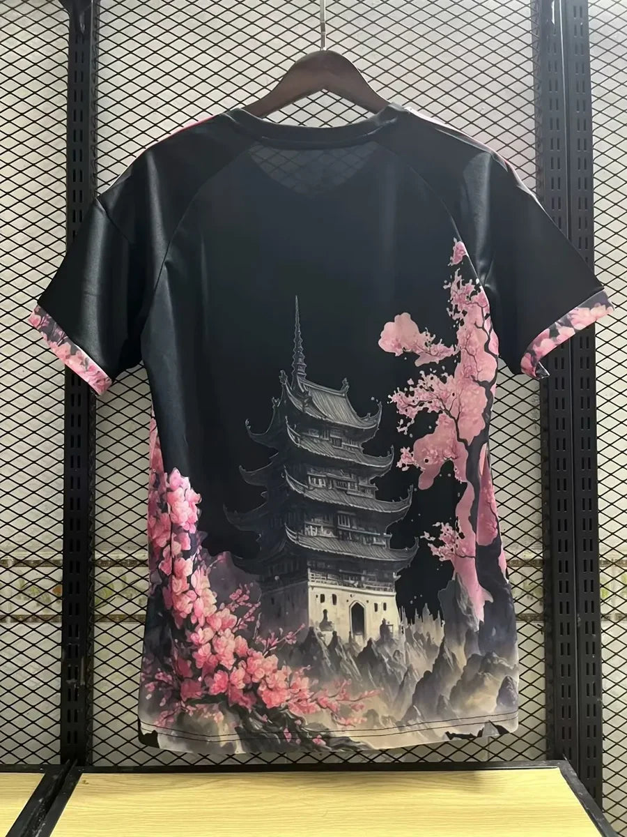 Maillot Japon Concept  Édition Dragon/ Temple  Noir/Rose